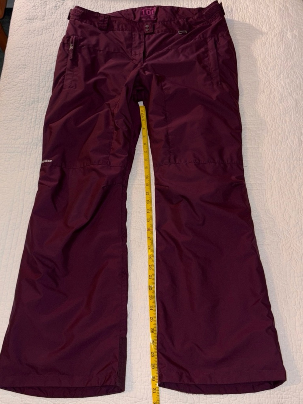 Women's Boot Cut Snowboard Pants in Deep Plum